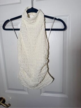 Zara Cream Smocked Halter top and pants 
Matching set